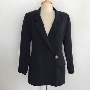 VIntage 90’s Y2K Chad Steven’s black wool blend 1 button lined power blazer sz 6
